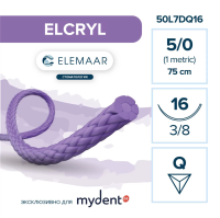 Шовный материал ELCRYL 5/0 (12 шт, 75 см, 3/8, 16 мм, обратно-режущая)